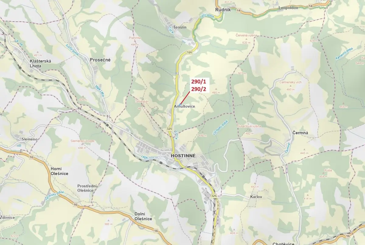 Prodej pozemku 3359 m², Arnultovice · Rudník