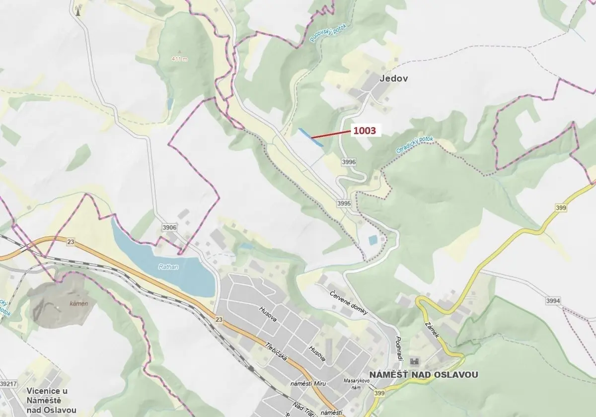 Prodej pozemku 3001 m², Jedov · Náměšť nad Oslavou