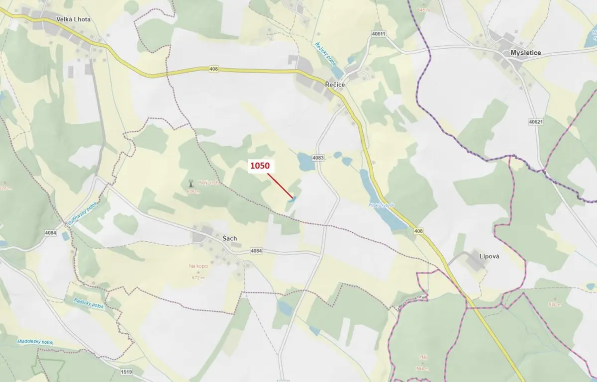 Prodej pozemku 1007 m², Řečice · Volfířov
