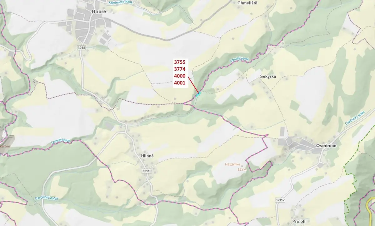 Prodej pozemku 1509 m², Osečnice