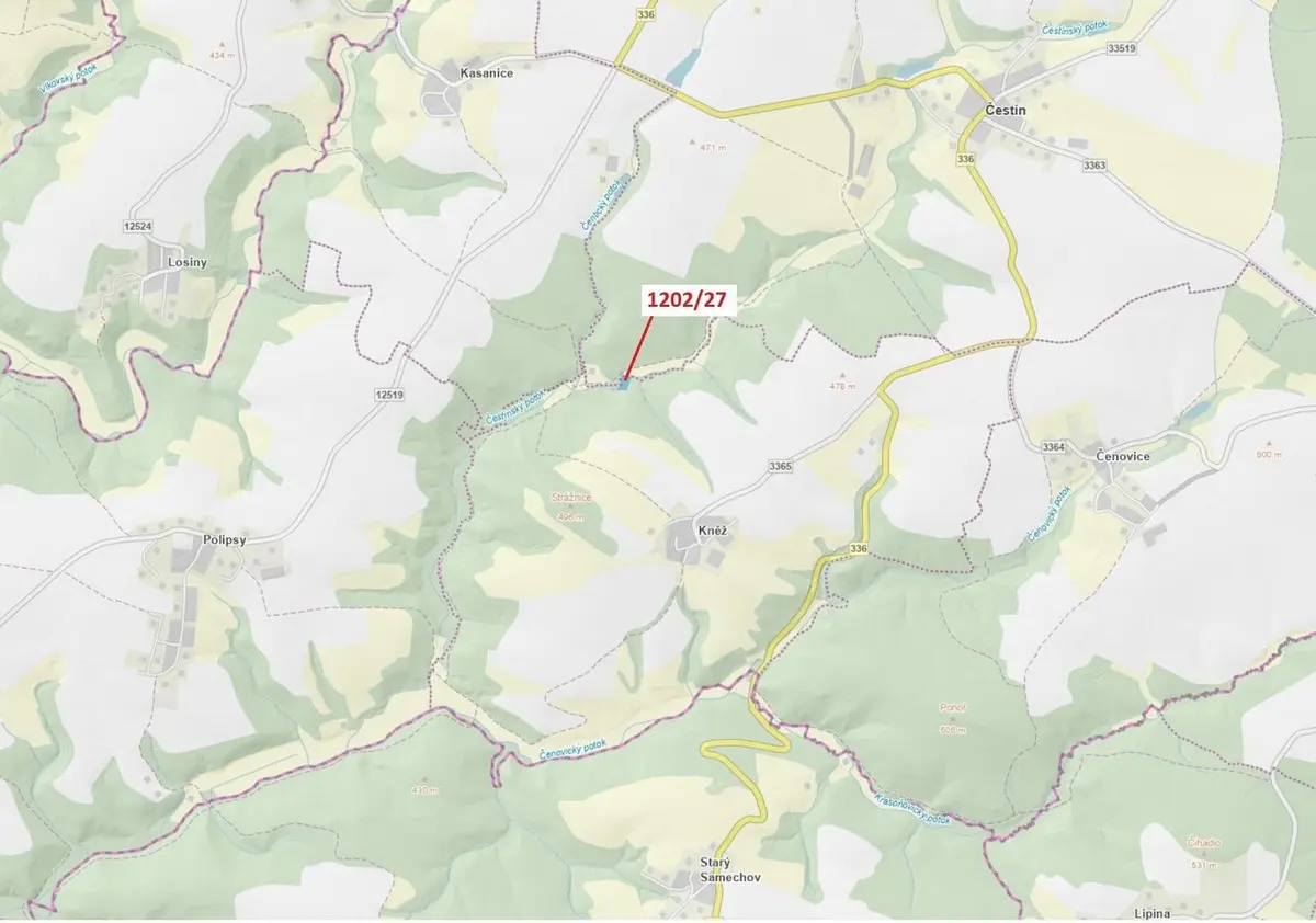 Prodej pozemku 2055 m², Kněž u Čestína · Čestín