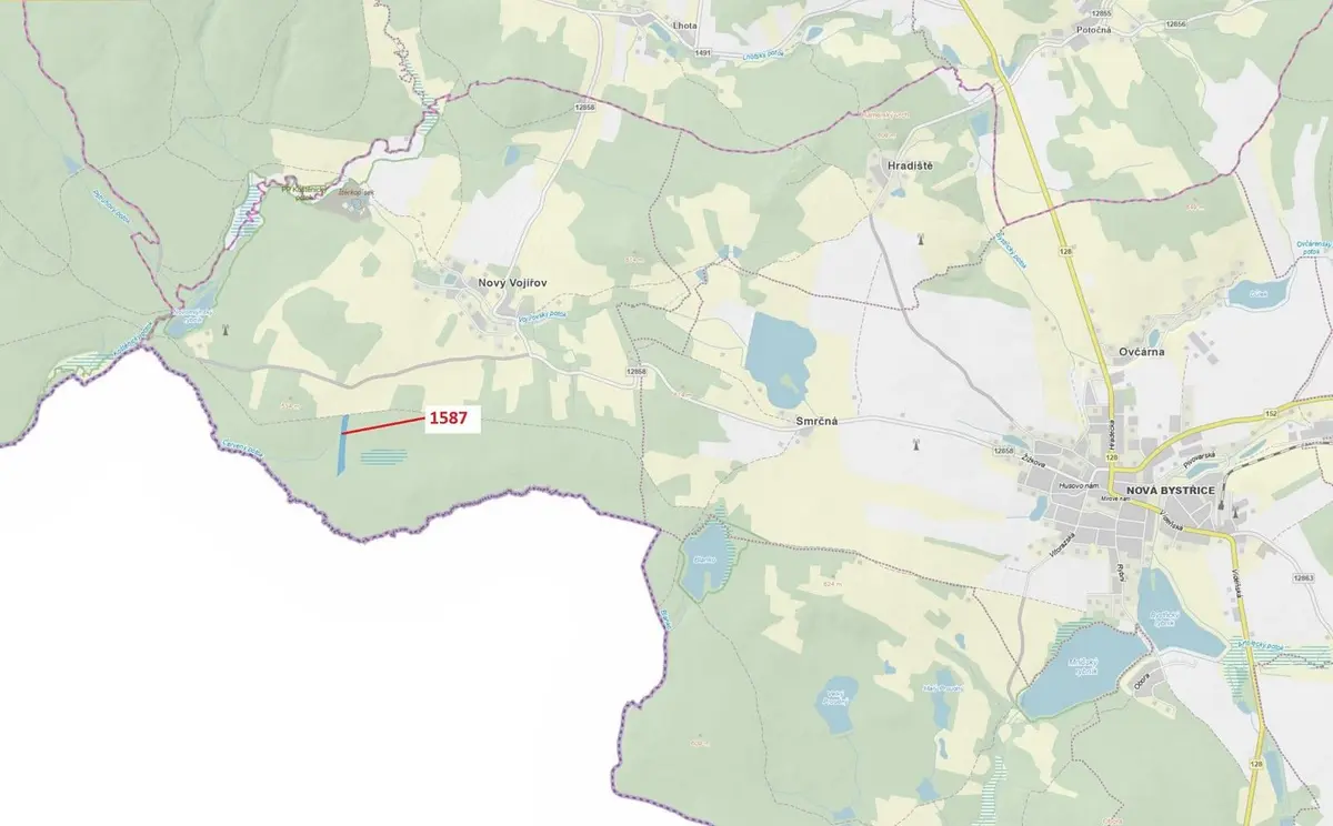 Prodej pozemku 11125 m², Nový Vojířov · Nová Bystřice