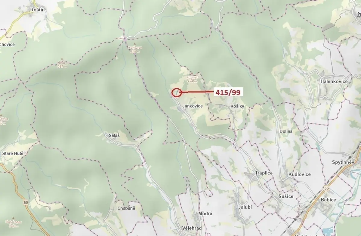 Prodej pozemku 655 m², Jankovice u Uherského Hradiště · Jankovice