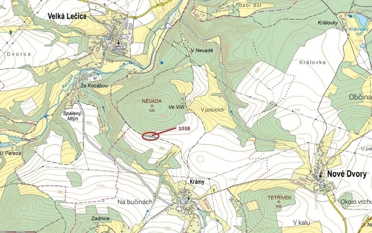 Prodej pozemku 953 m², Krámy · Nové Dvory