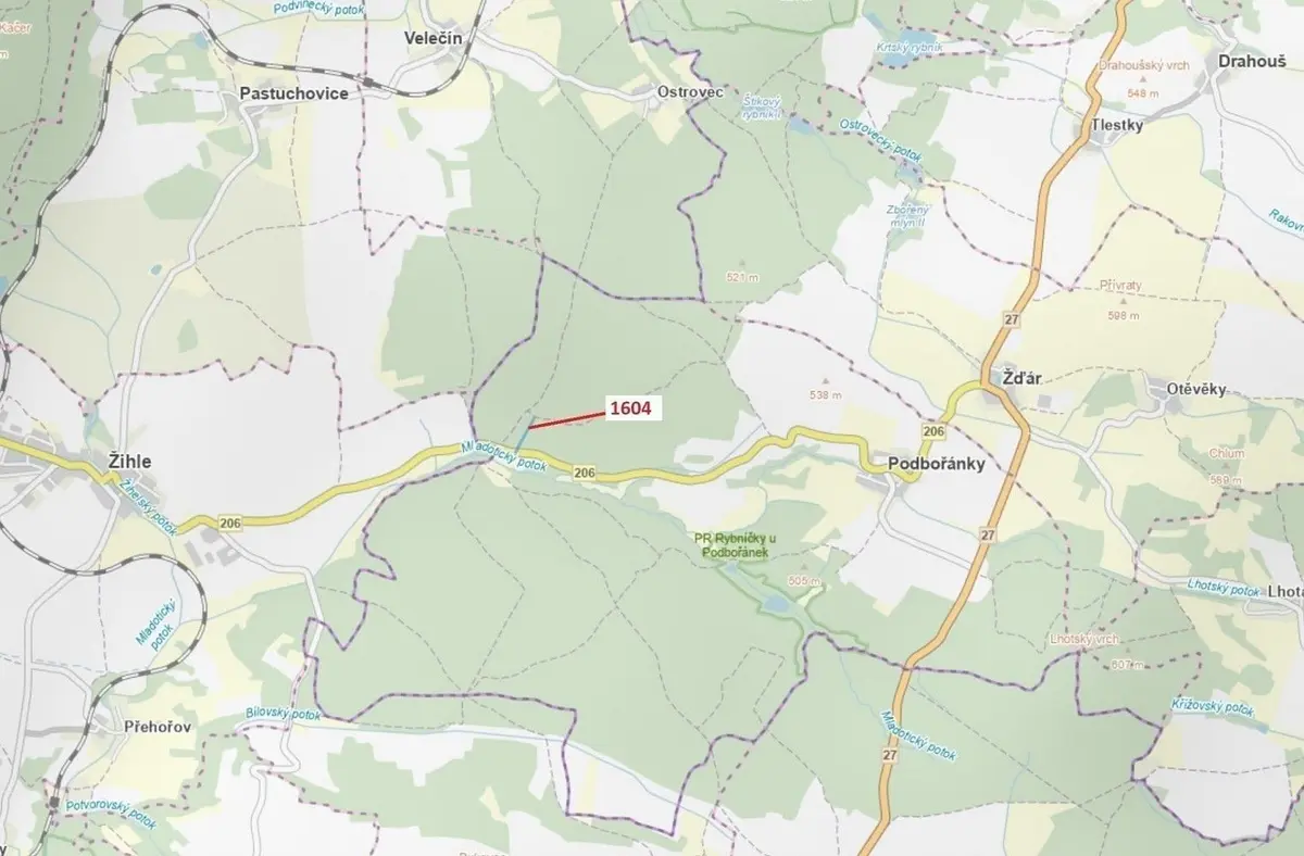 Prodej pozemku 4076 m², Velečín · okres Plzeň-sever Plzeňský kraj