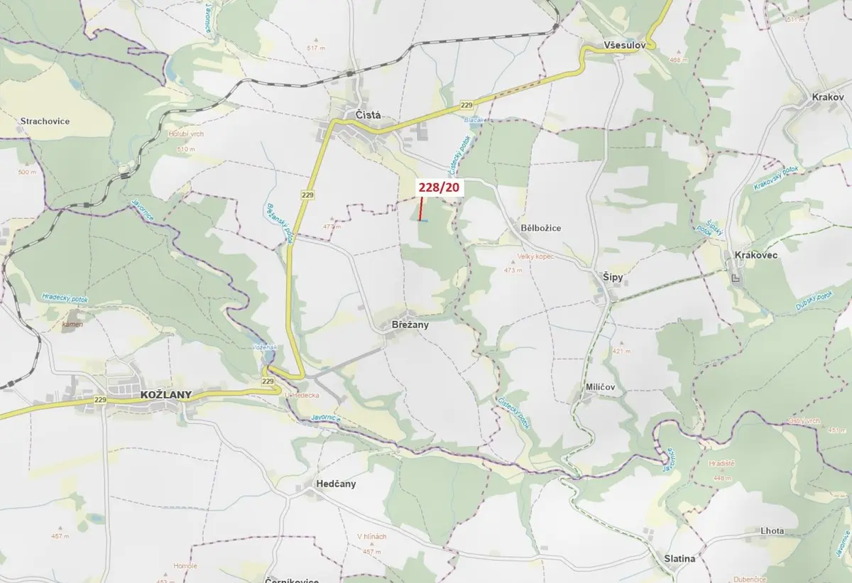 Prodej pozemku 1924 m², Břežany u Rakovníka · Břežany