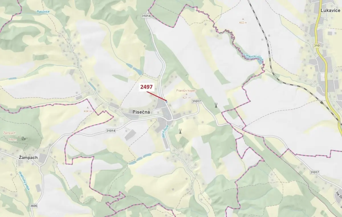 Prodej pozemku 797 m², Písečná u Žamberka · Písečná