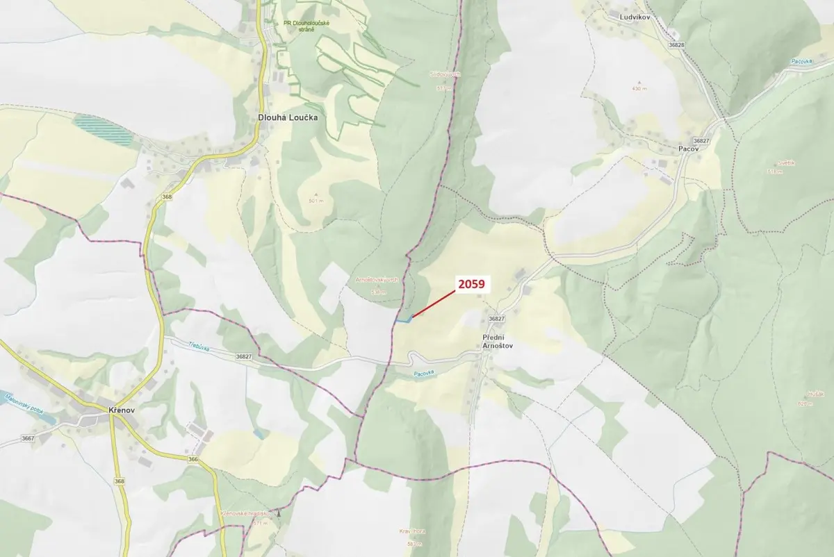 Prodej pozemku 2241 m², Přední Arnoštov · Městečko Trnávka