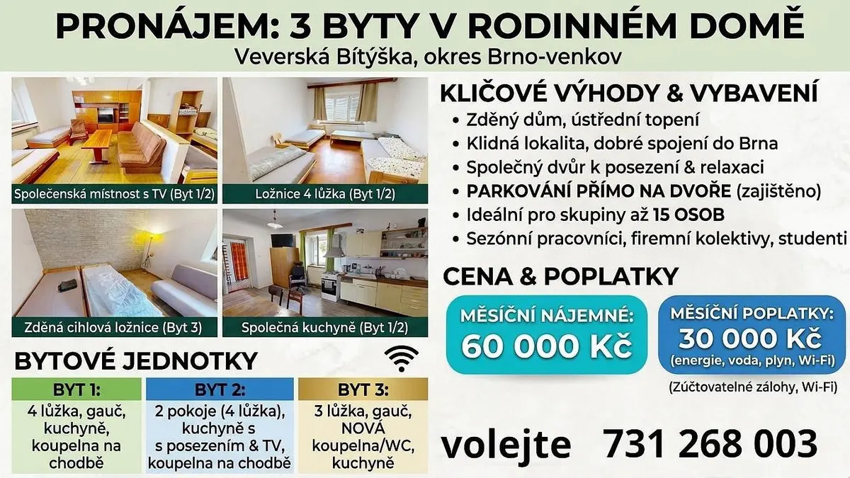 Pronájem domu 380 m², náměstí Na Městečku · Veverská Bítýška