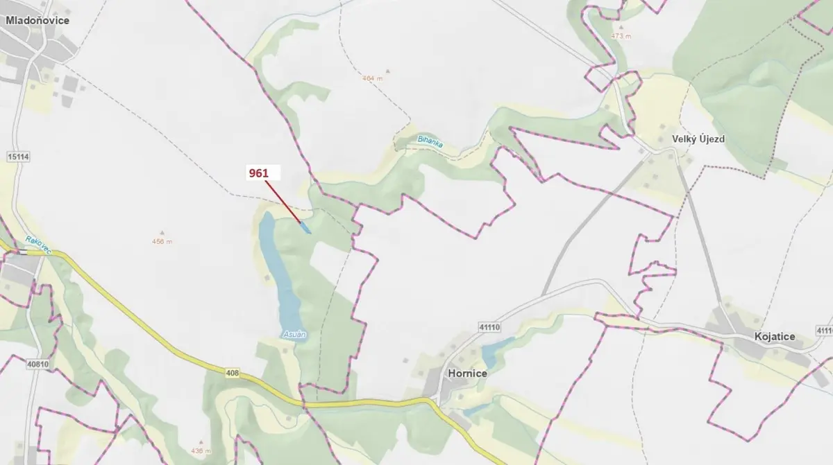 Prodej pozemku 961 m², Mladoňovice na Moravě · Mladoňovice