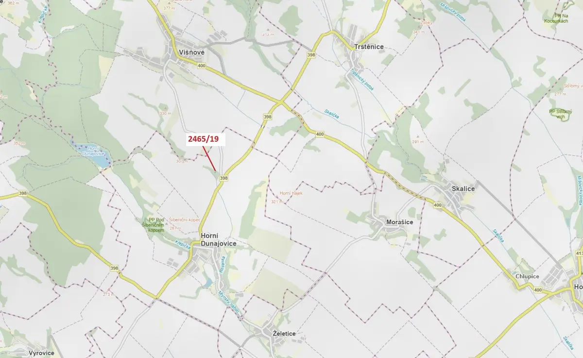 Prodej pozemku 247 m², Horní Dunajovice