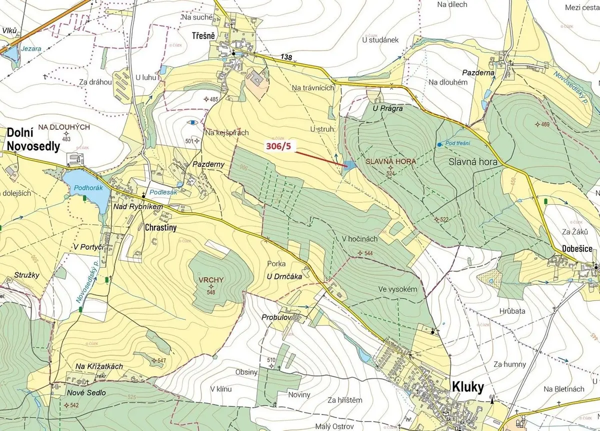 Prodej pozemku 4906 m², Třešně u Záhoří · Dolní Novosedly