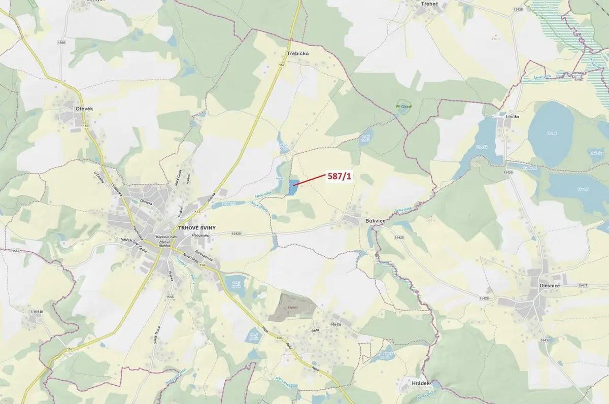 Prodej pozemku 20443 m², Bukvice u Trhových Svinů · Trhové Sviny
