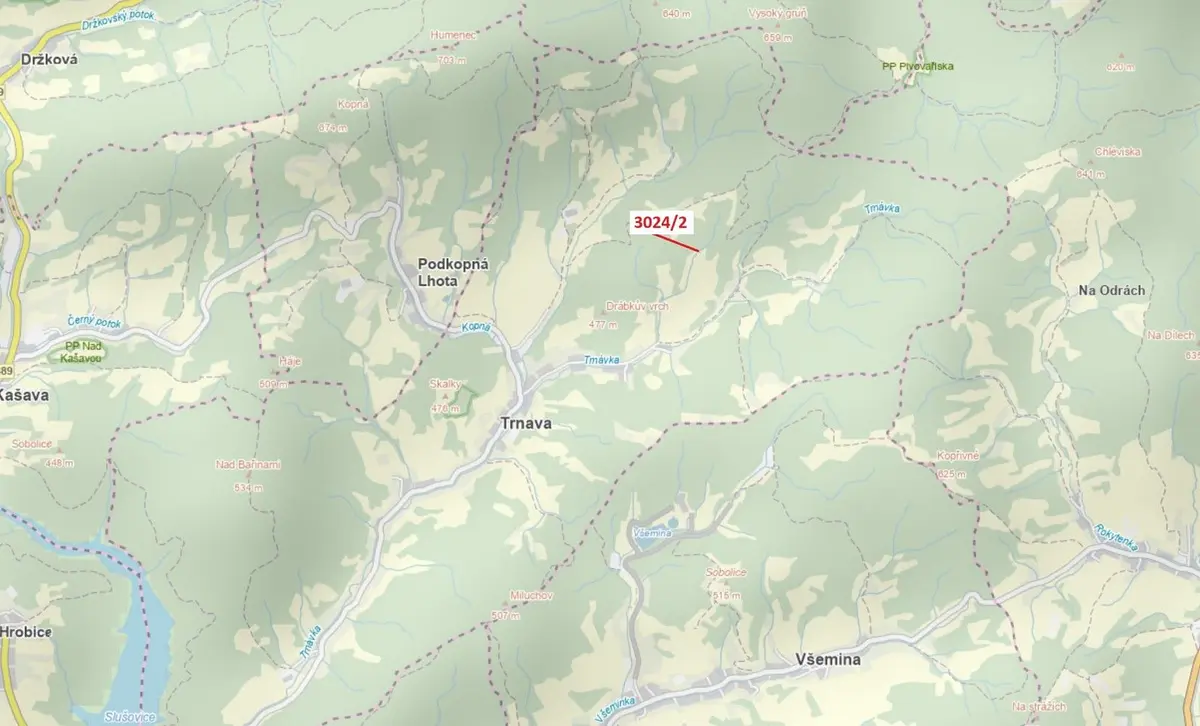 Prodej pozemku 15 m², Trnava u Zlína · Trnava