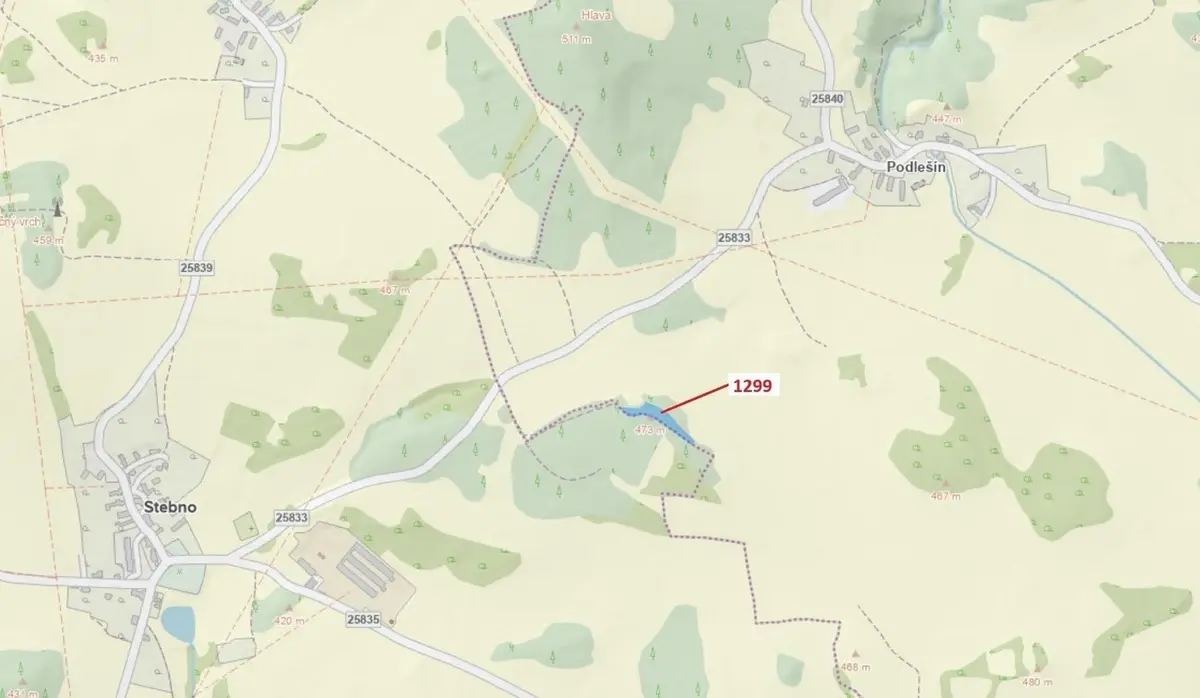 Prodej pozemku 2275 m², Podlešín u Stebna · Stebno