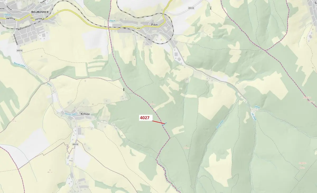 Prodej pozemku 1282 m², Pitín
