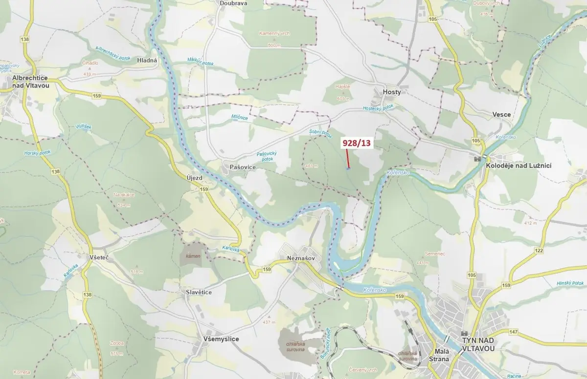 Prodej pozemku 1803 m², Hosty