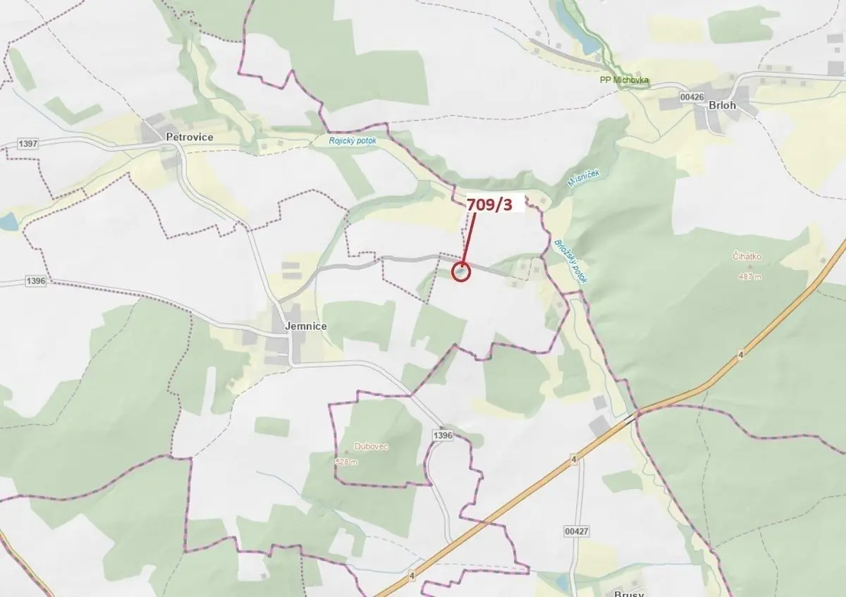 Prodej pozemku 301 m², Jemnice u Oseka · Osek