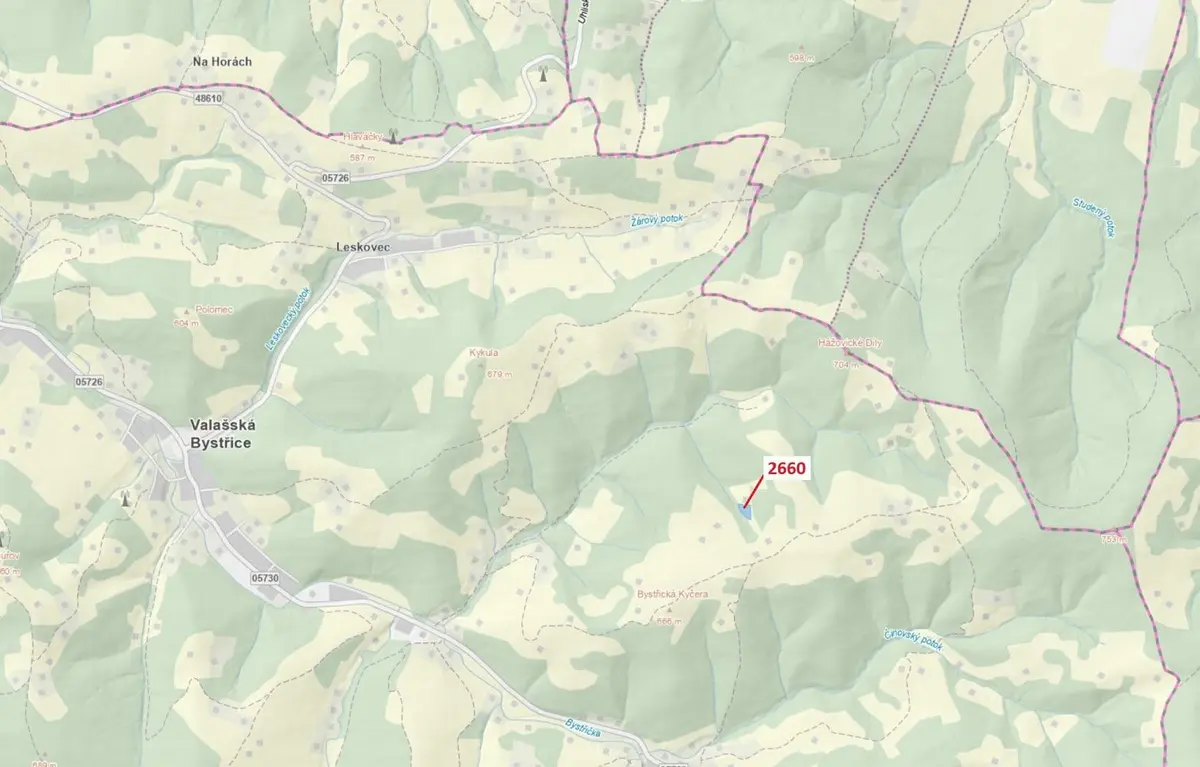 Prodej pozemku 2510 m², Valašská Bystřice