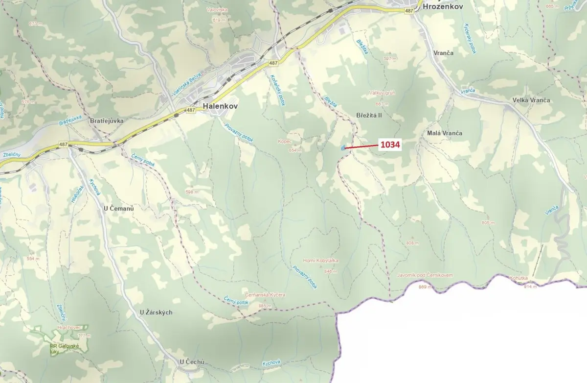 Prodej pozemku 4417 m², Halenkov