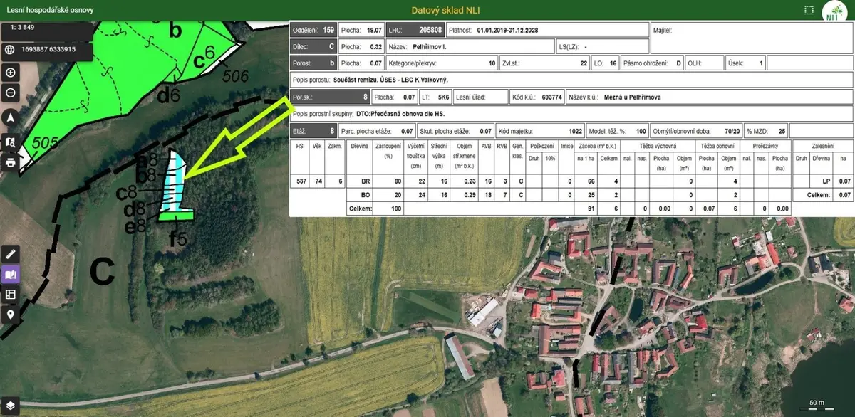 Prodej pozemku 677 m², Mezná u Pelhřimova · Mezná
