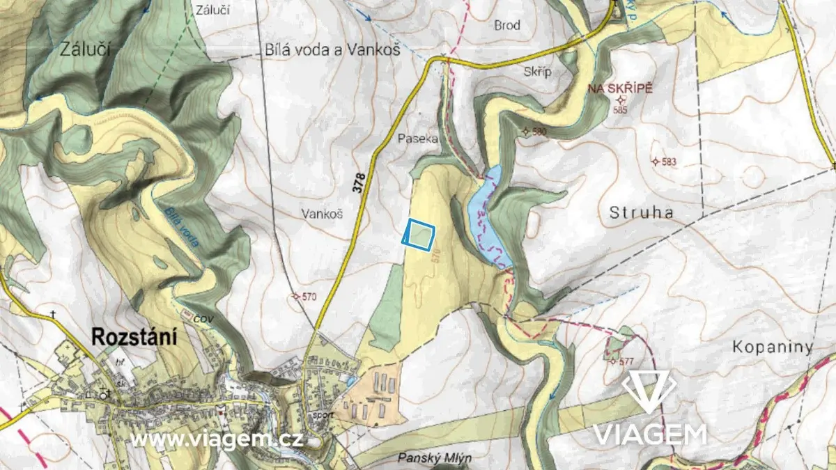Prodej pozemku 1454 m², Rozstání pod Kojálem · Rozstání