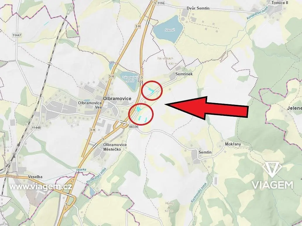 Prodej pozemku 474 m², Olbramovice u Votic · Olbramovice