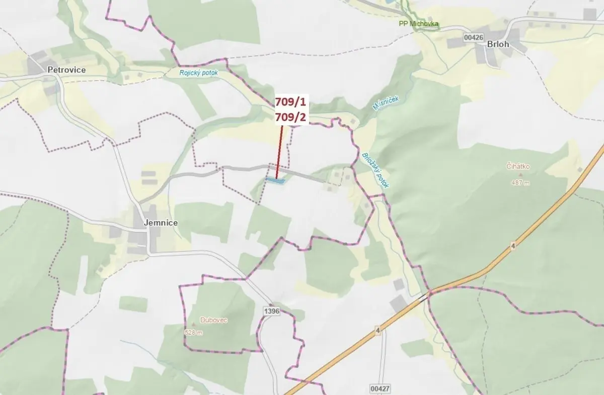 Prodej pozemku 1823 m², Jemnice u Oseka · Osek