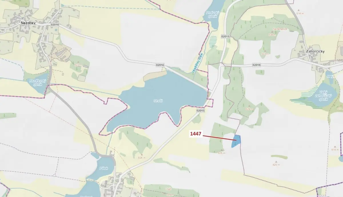 Prodej pozemku 4542 m², Bezděkov u Kasejovic · Hradiště