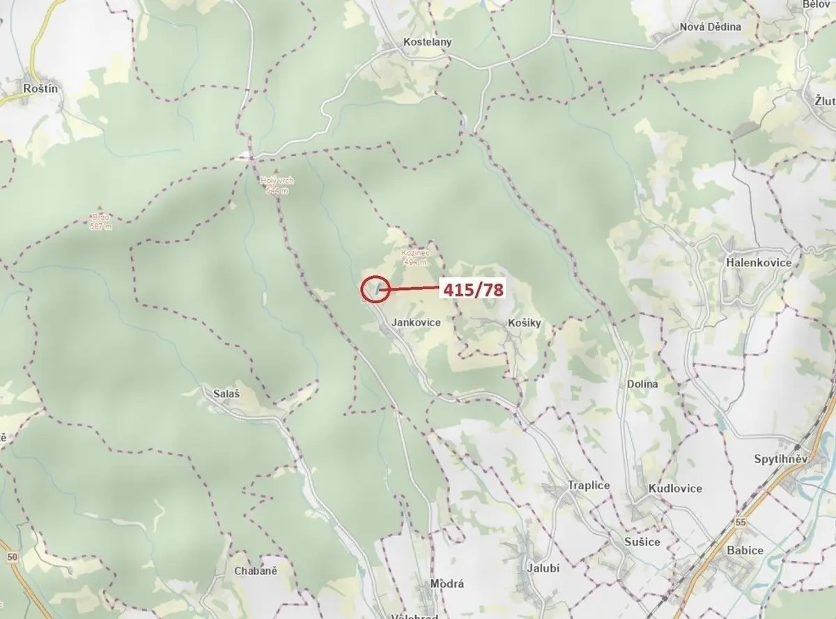 Prodej pozemku 6434 m², Jankovice u Uherského Hradiště · Jankovice