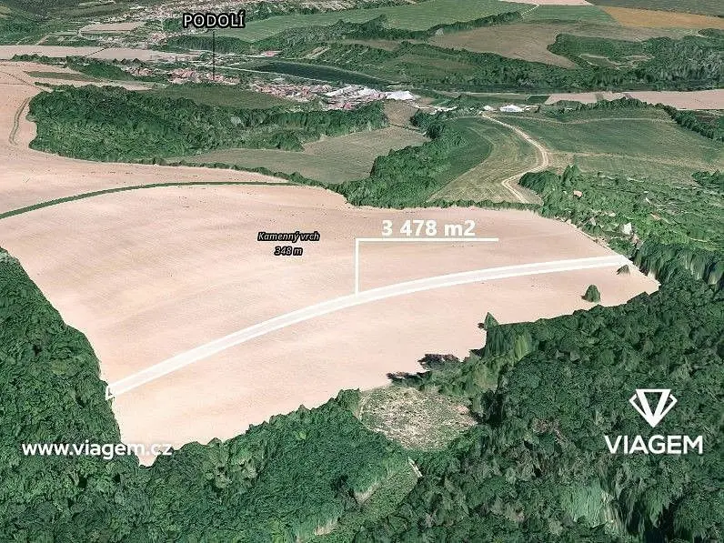Prodej pozemku 3478 m², Podolí