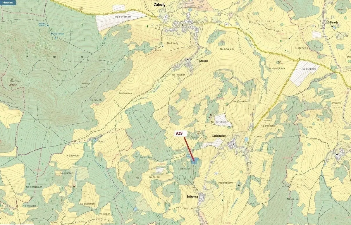 Prodej pozemku 5736 m², Setěchovice · Zálezly