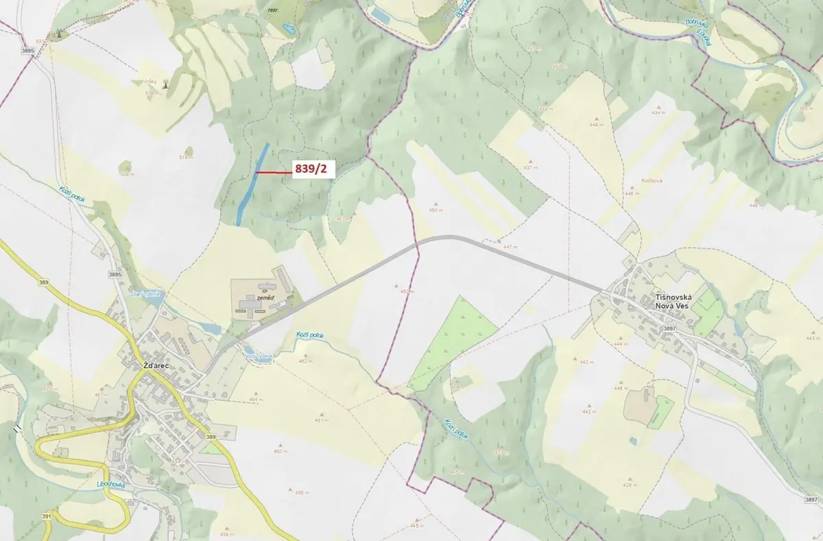 Prodej pozemku 5465 m², Žďárec