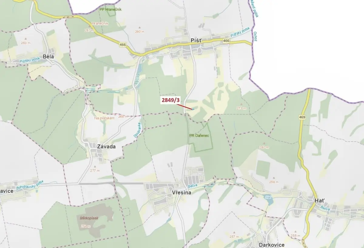 Prodej pozemku 1130 m², Píšť