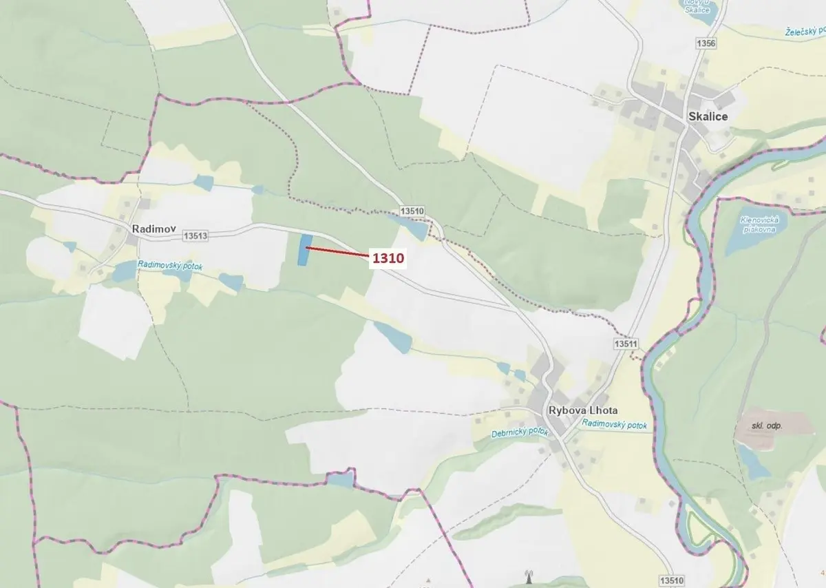 Prodej pozemku 7441 m², Rybova Lhota · Skalice