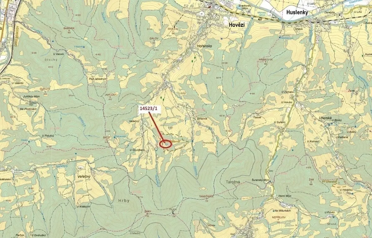 Prodej pozemku 1547 m², Hovězí