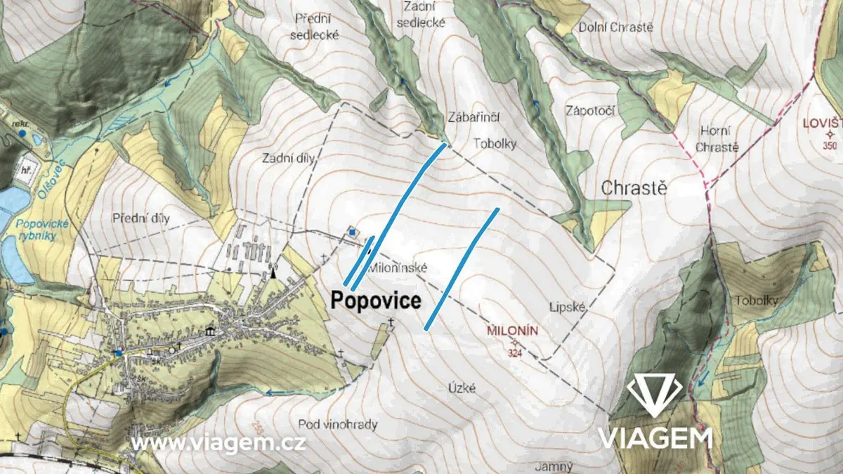 Prodej pozemku 3099 m², Popovice u Uherského Hradiště · Popovice
