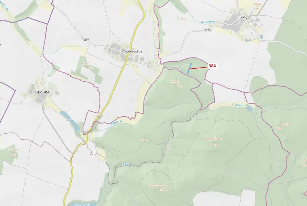 Prodej pozemku 4302 m², Chotěbudice