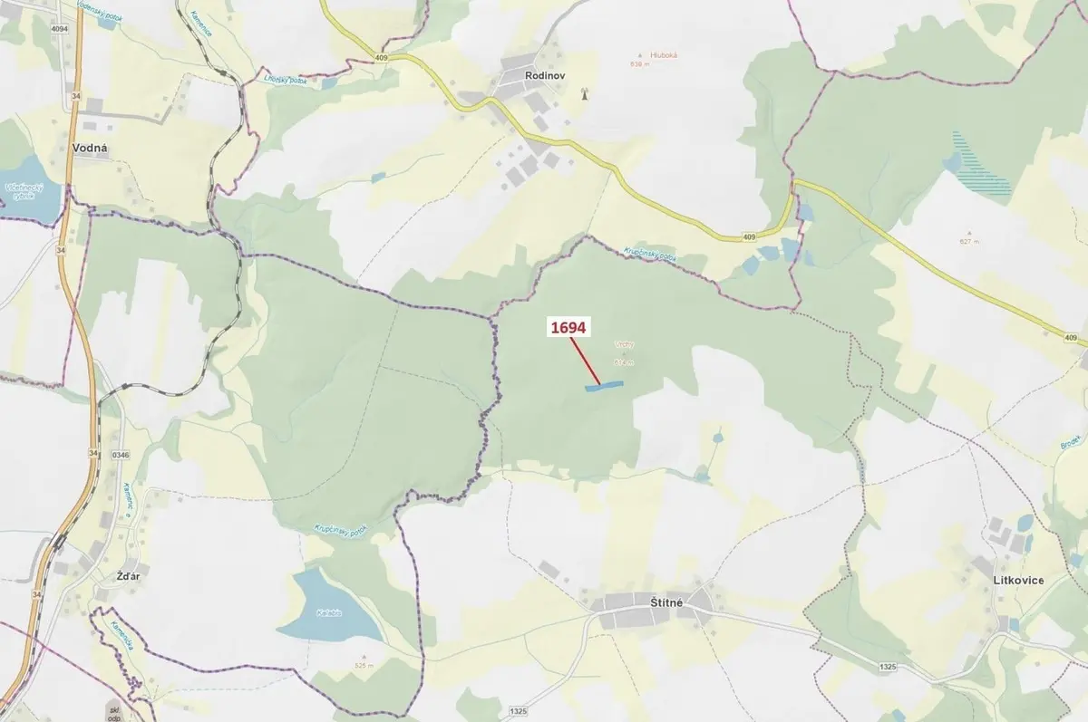 Prodej pozemku 5755 m², Štítné · Žirovnice