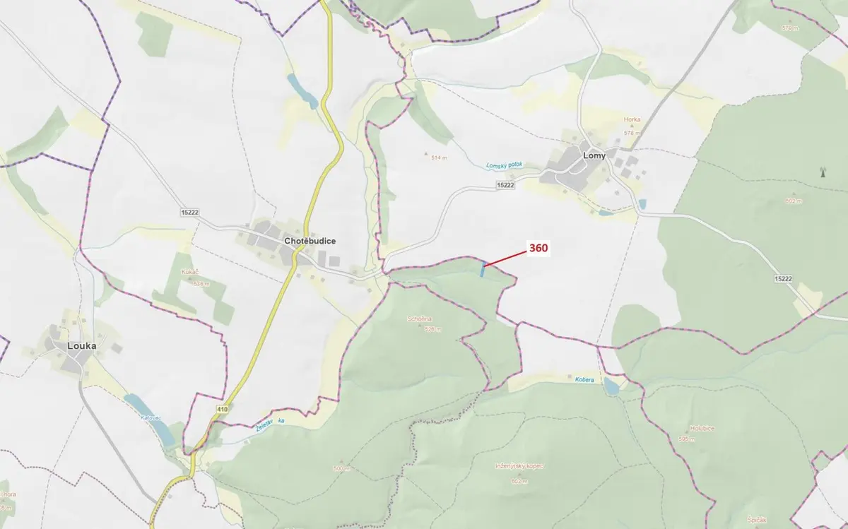 Prodej pozemku 1822 m², Chotěbudice