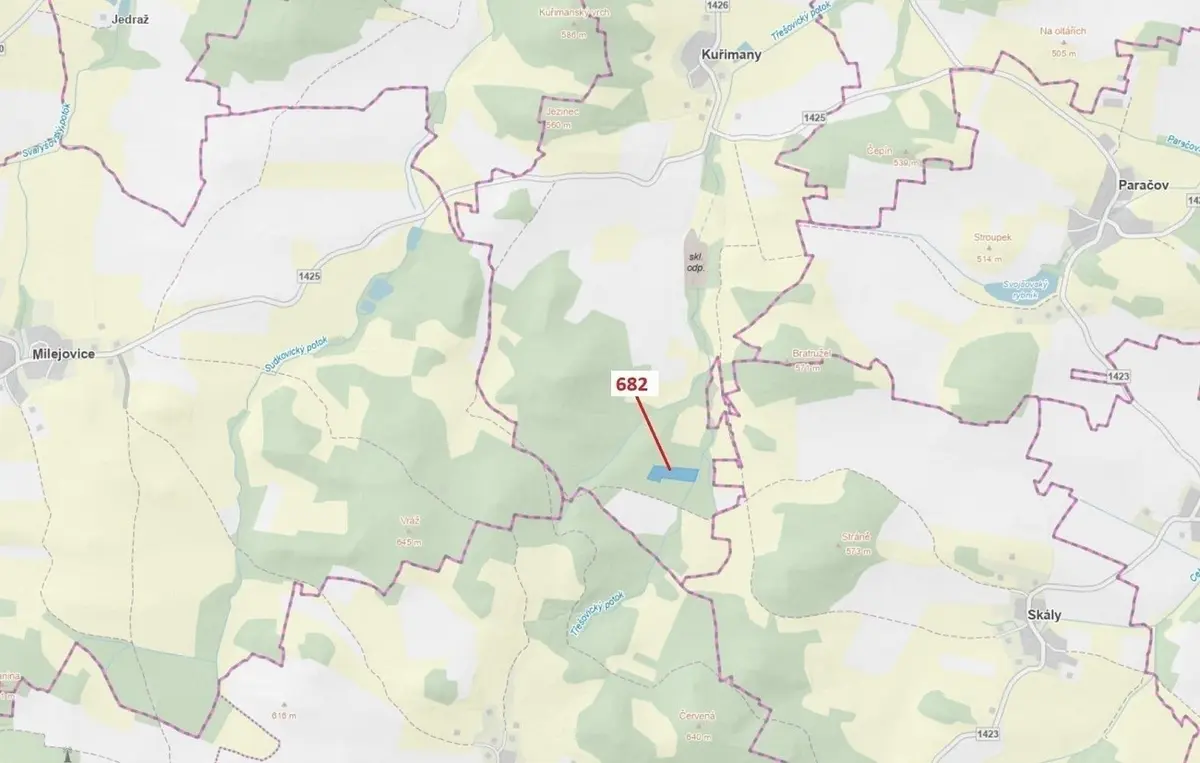 Prodej pozemku 11584 m², Kuřimany