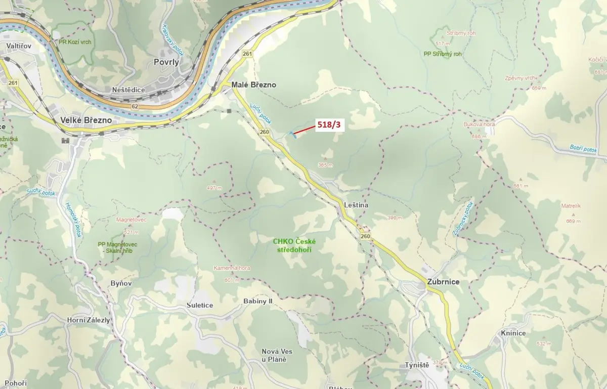 Prodej pozemku 2232 m², Malé Březno nad Labem · Malé Březno