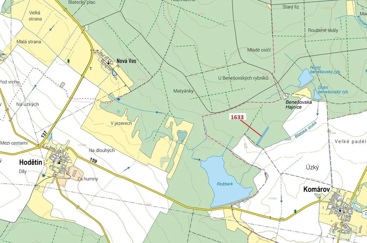 Prodej pozemku 5902 m², Komárov u Soběslavi · Komárov
