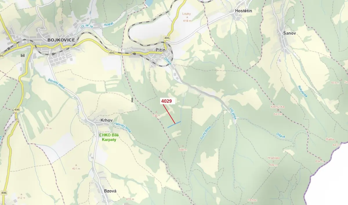 Prodej pozemku 5996 m², Pitín
