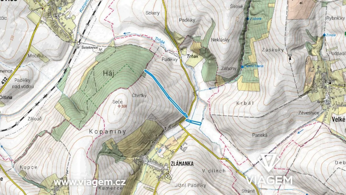 Prodej pozemku 4080 m², Zlámanka · Kroměříž