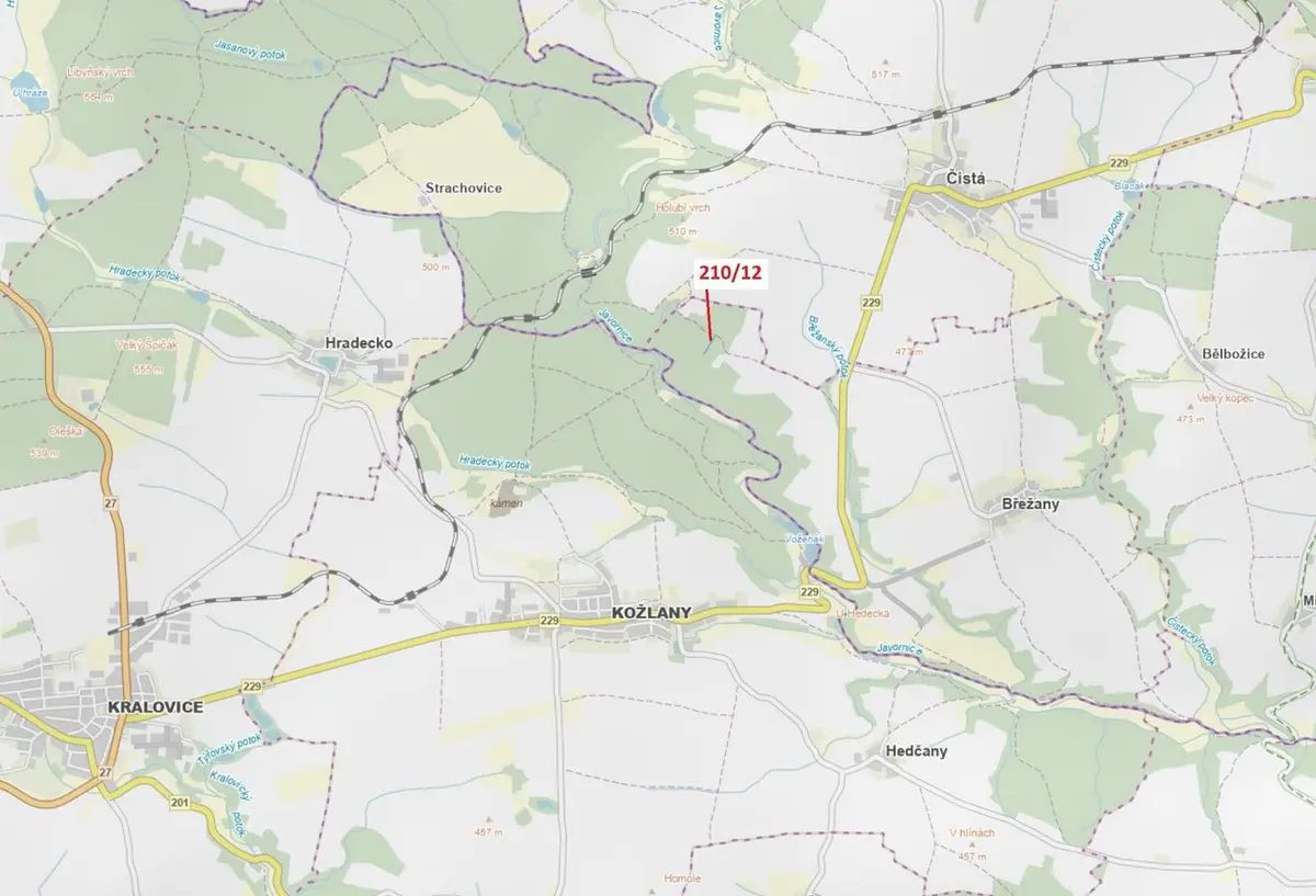 Prodej pozemku 833 m², Břežany u Rakovníka · Břežany