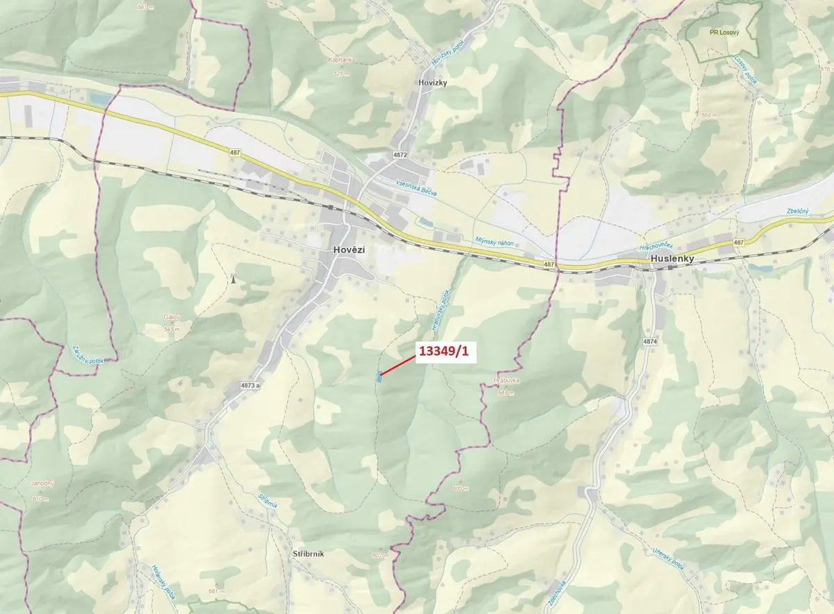 Prodej pozemku 1868 m², Hovězí