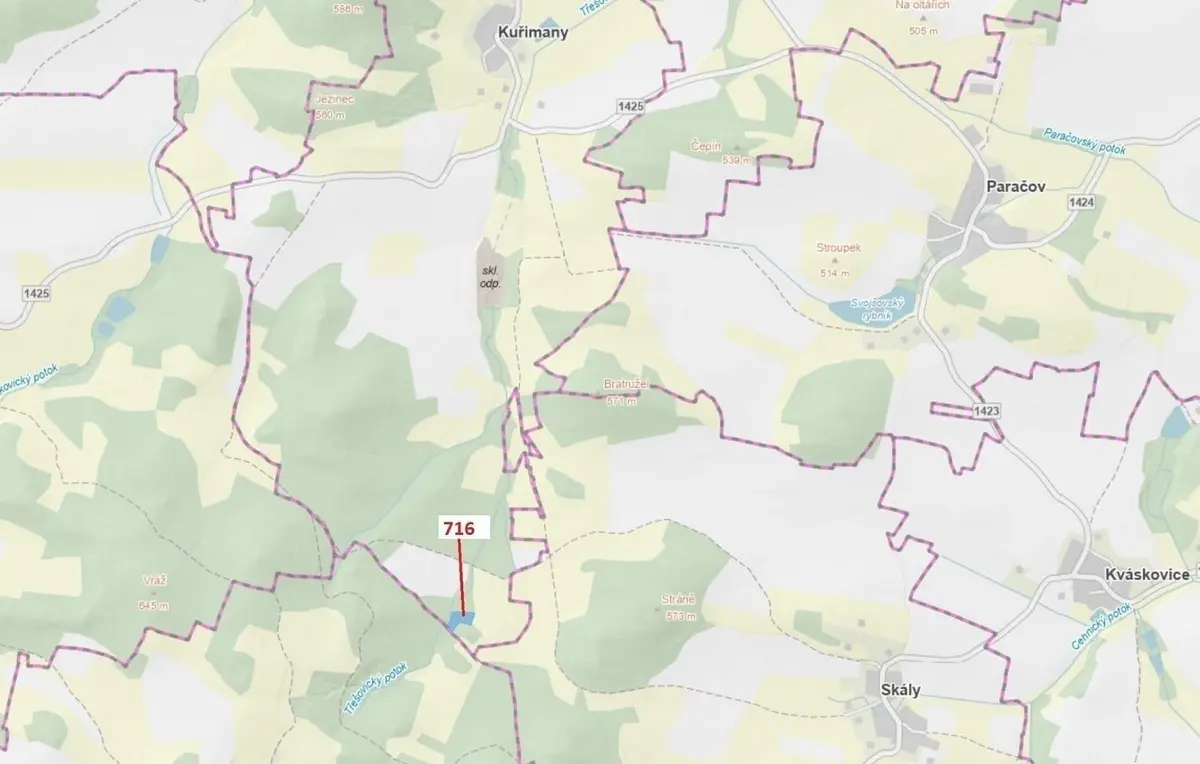 Prodej pozemku 4499 m², Kuřimany