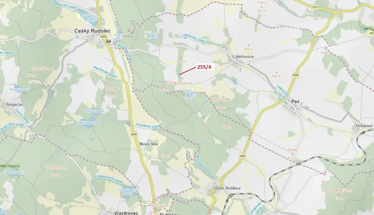 Prodej pozemku 2148 m², Lidéřovice · Peč