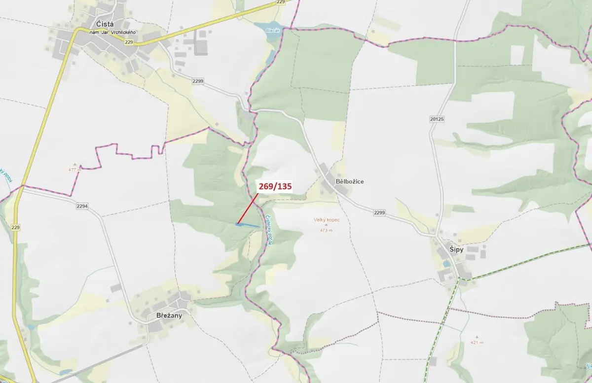 Prodej pozemku 2783 m², Břežany u Rakovníka · Břežany
